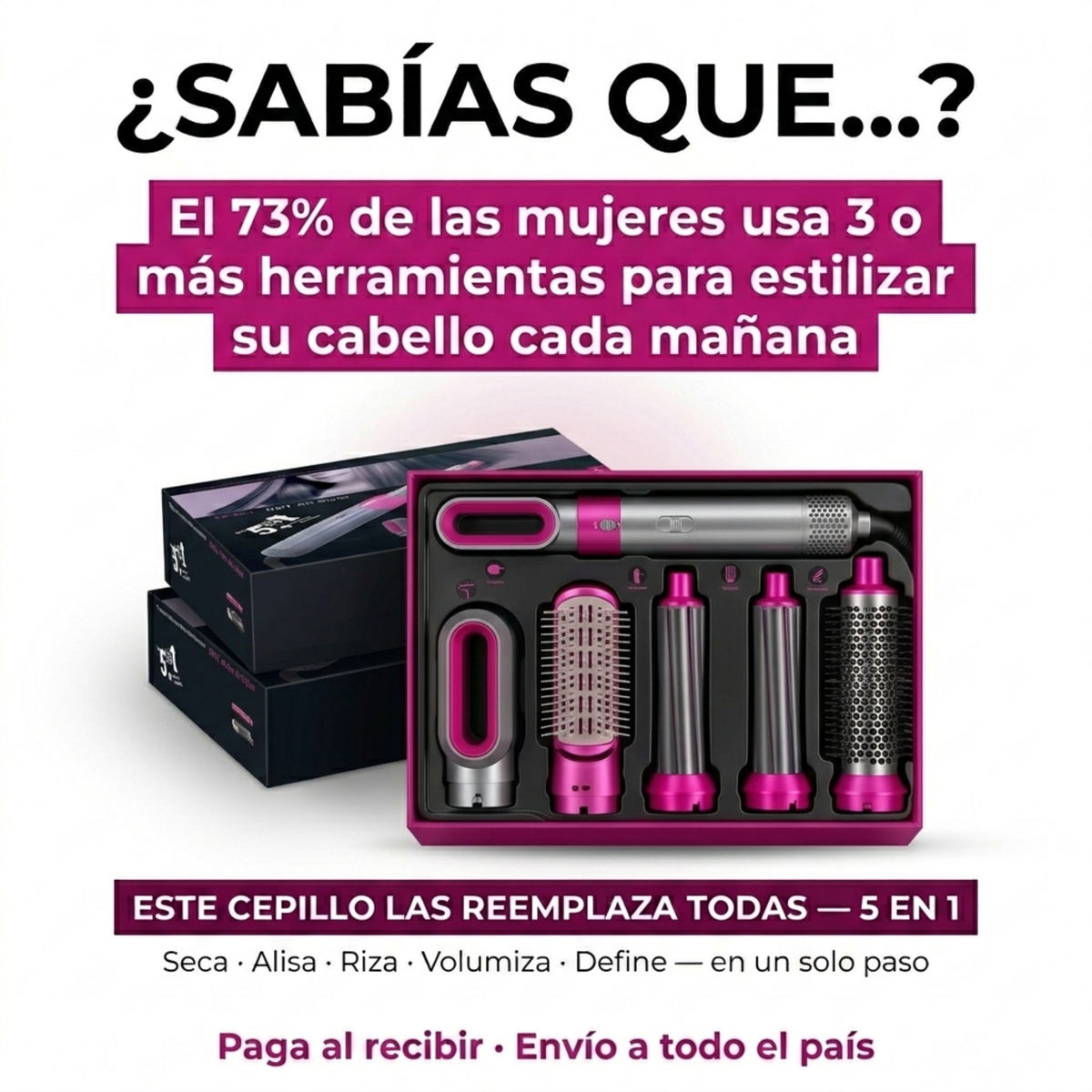 GLAMSTYLER PRO™ – Seca, alisa, riza y cabello sin frizz (5 en 1)