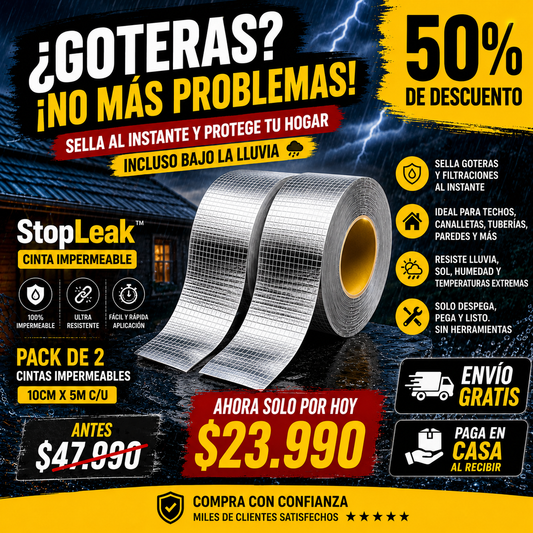 StopLeak™ – Sella filtraciones al instante, incluso bajo la lluvia