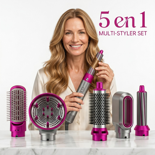 GLAMSTYLER PRO™ – Seca, alisa, riza y cabello sin frizz (5 en 1)
