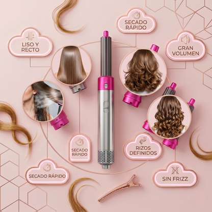 GLAMSTYLER PRO™ – Seca, alisa, riza y cabello sin frizz (5 en 1)