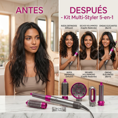 GLAMSTYLER PRO™ – Seca, alisa, riza y cabello sin frizz (5 en 1)