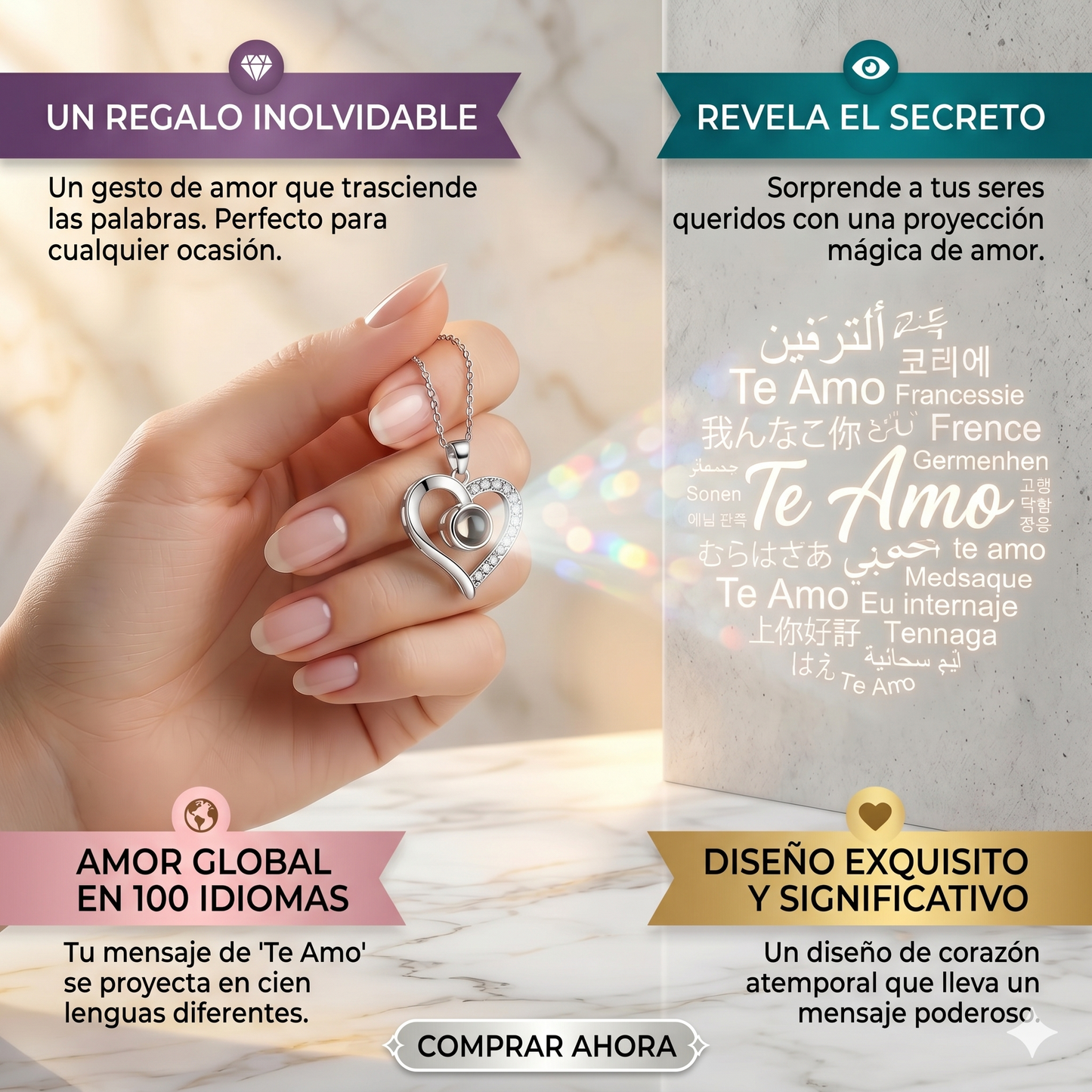 Collar Eterno™ – Di "Te Amo" en 100 idiomas sin decir una sola palabra