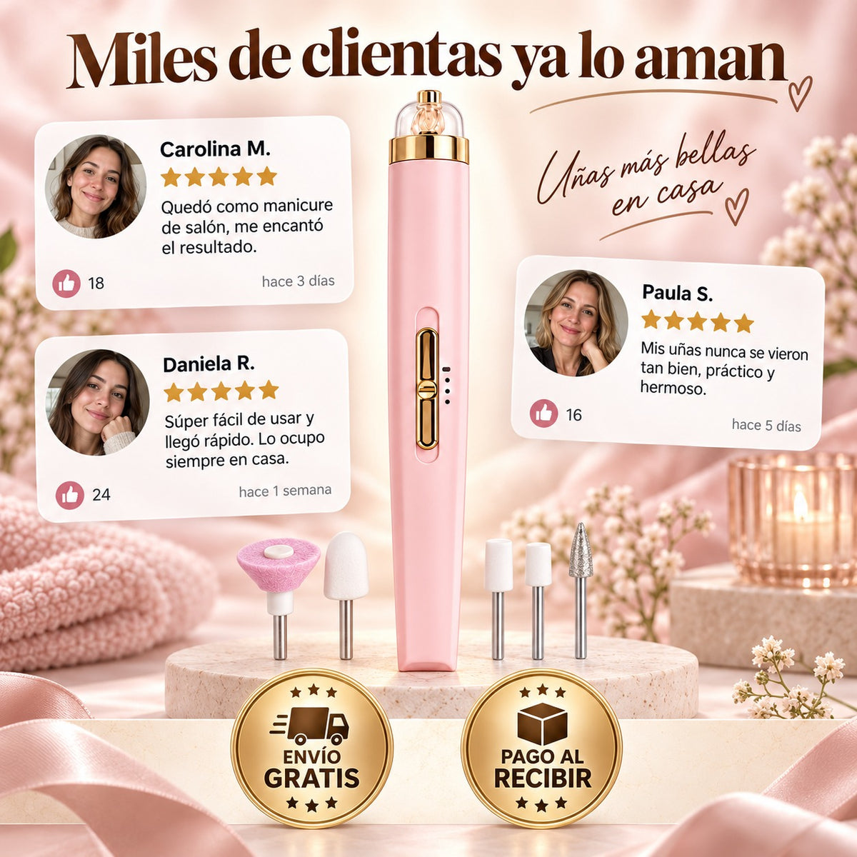 Pulidor de Uñas Eléctrico Recargable para Manicure y Pedicure