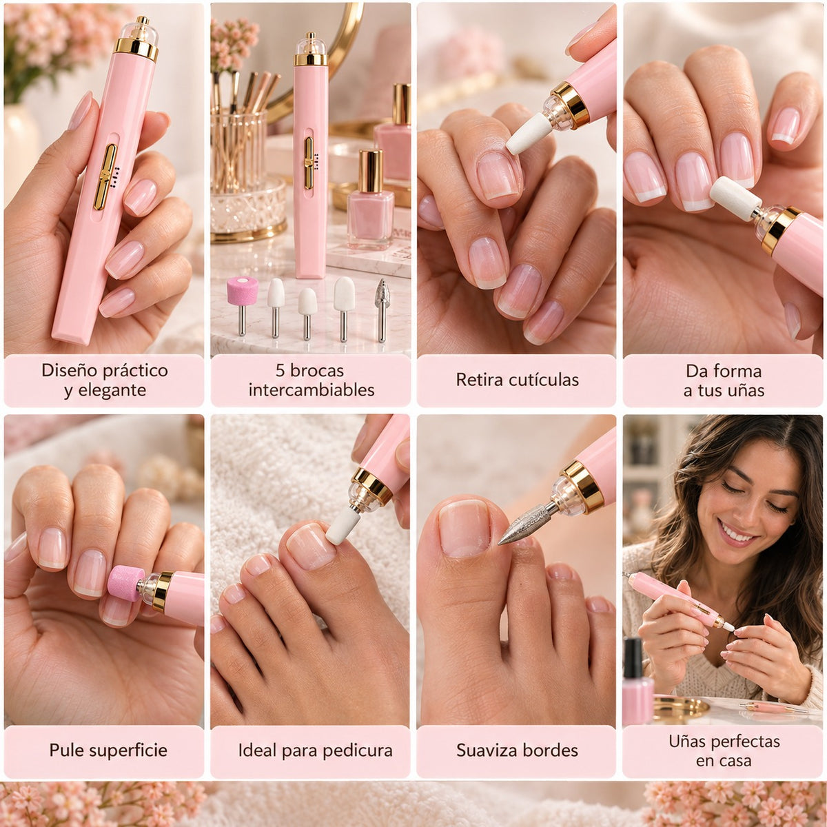 Pulidor de Uñas Eléctrico Recargable para Manicure y Pedicure