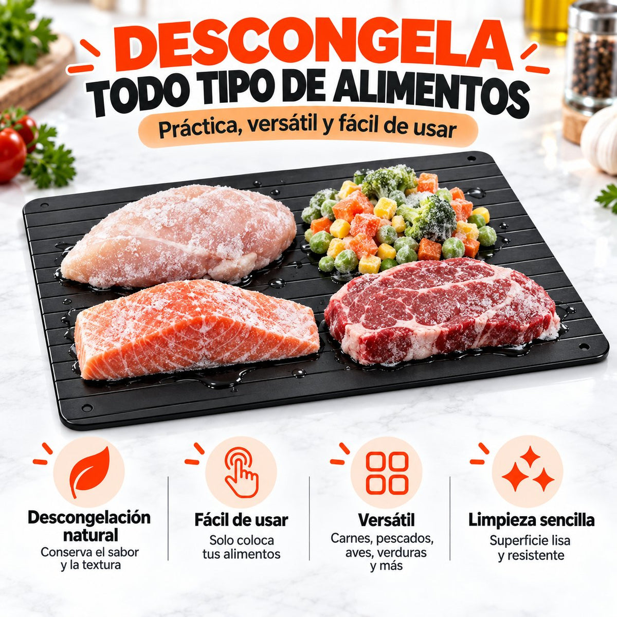 Bandeja Descongelante Rápida para Alimentos